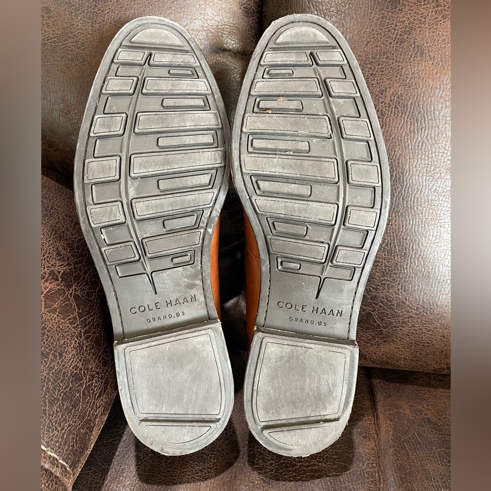 Cole Haan Hamilton Grand Venetian British Tan Leather Loafers - Picture 4 of 9
